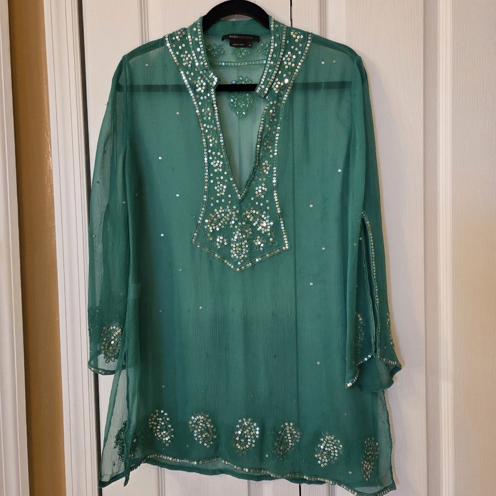 BCBGMaxAzria Jade Embroidered Sequins Top